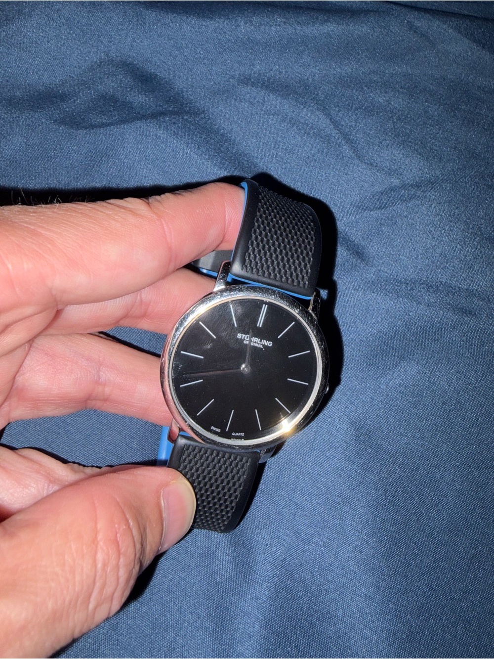 Stuhrling Original Black Dial Men's Watch with Black Silicone Strap